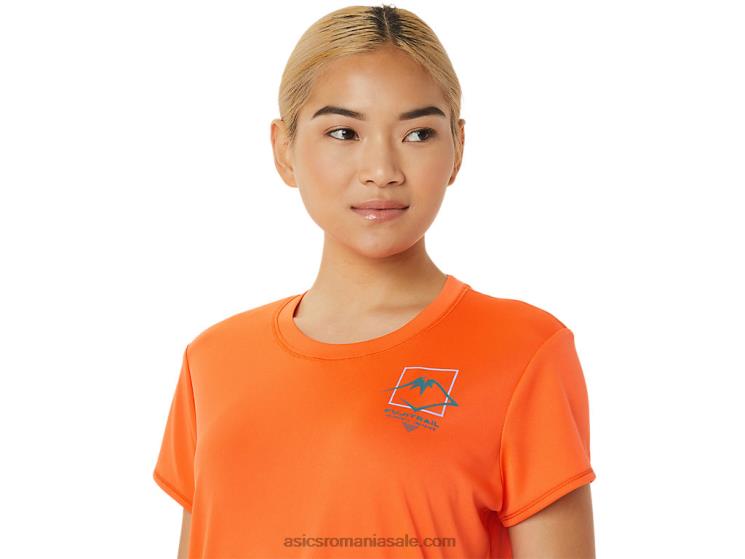 Asics portocaliu nova bluză cu mânecă scurtă cu logo Fujitrail pentru femei ZF4643075