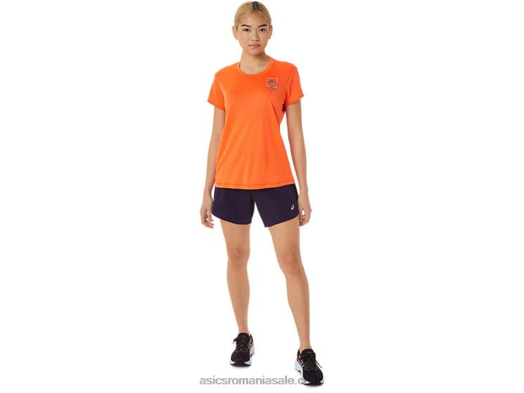 Asics portocaliu nova bluză cu mânecă scurtă cu logo Fujitrail pentru femei ZF4643075