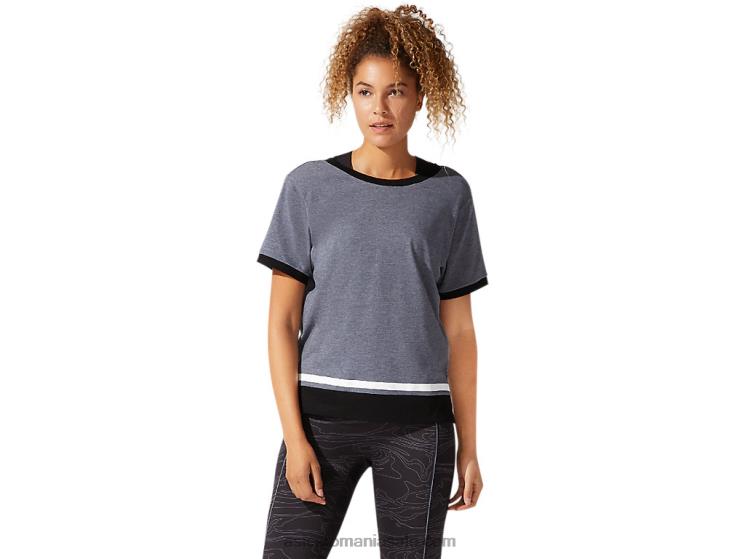 Asics purtător gri heather top de damă cu mânecă scurtă color block ZF4644077