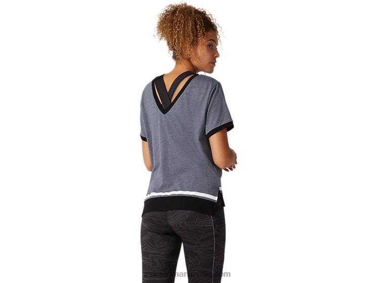 Asics purtător gri heather top de damă cu mânecă scurtă color block ZF4644077