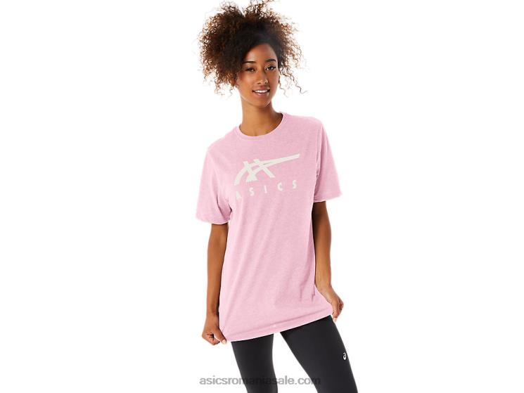 Asics sare roz tricou cu mânecă scurtă în dungi ZF46473