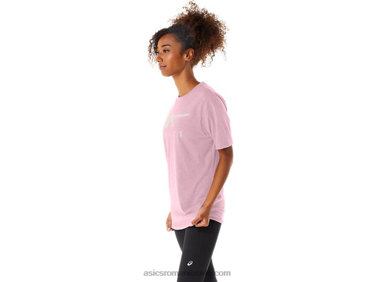 Asics sare roz tricou cu mânecă scurtă în dungi ZF46473