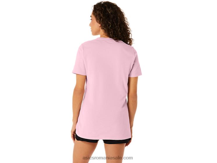 Asics sare roz tricou de damă cu mânecă scurtă est 1977 cu decolteu în V ZF4642275