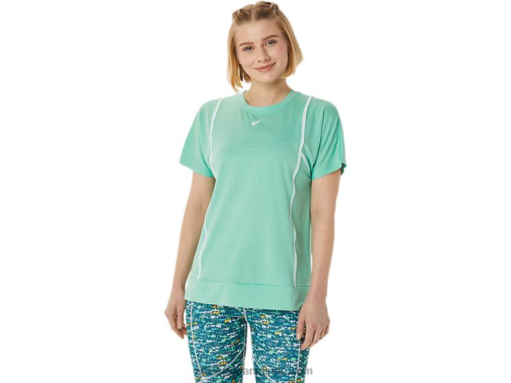 Asics spumă de mare/alb strălucitor noul top strong 92 cu mânecă scurtă pentru femei ZF4643055
