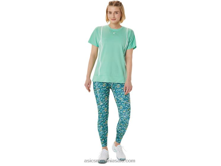 Asics spumă de mare/alb strălucitor noul top strong 92 cu mânecă scurtă pentru femei ZF4643055