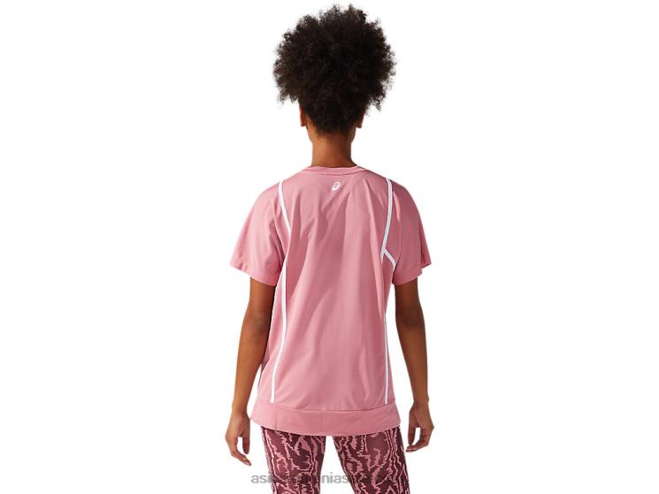 Asics trandafir afumat/alb strălucitor noul top strong 92 cu mânecă scurtă pentru femei ZF4643817