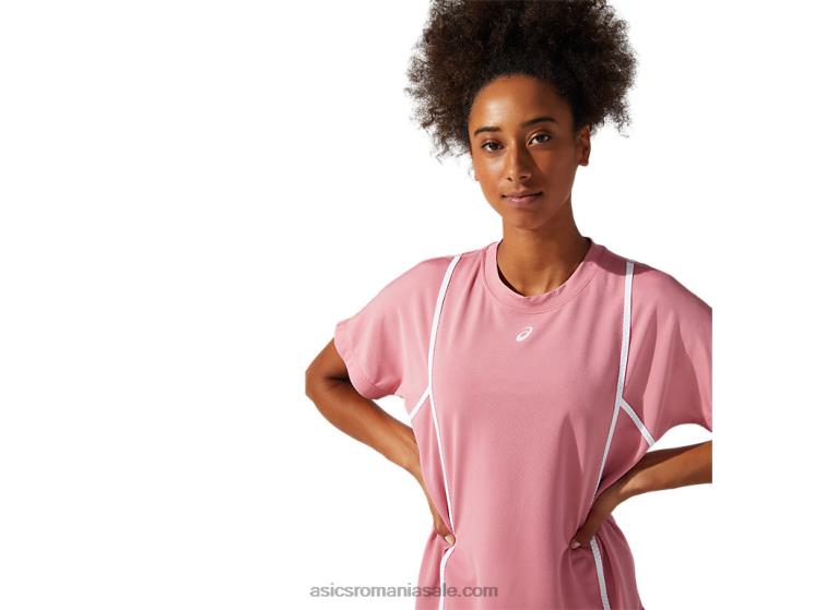 Asics trandafir afumat/alb strălucitor noul top strong 92 cu mânecă scurtă pentru femei ZF4643817