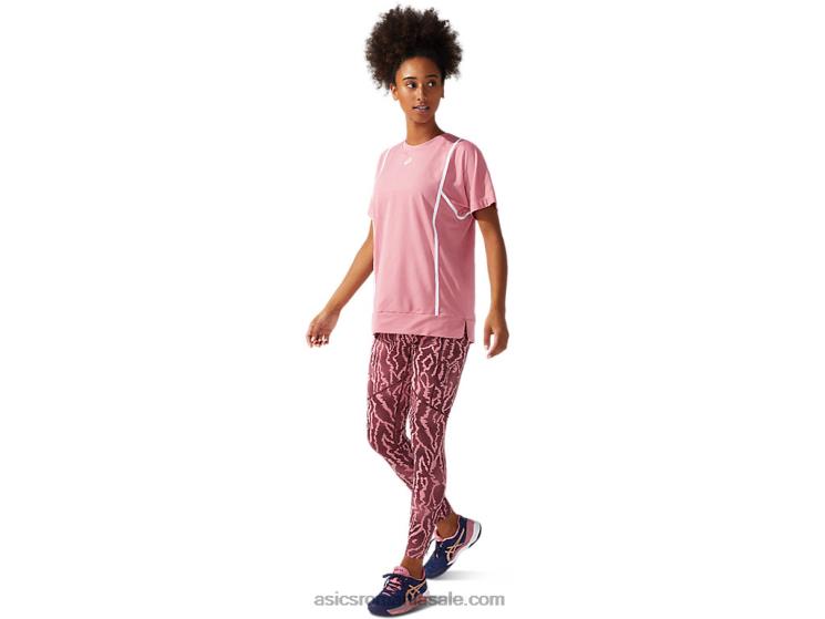 Asics trandafir afumat/alb strălucitor noul top strong 92 cu mânecă scurtă pentru femei ZF4643817