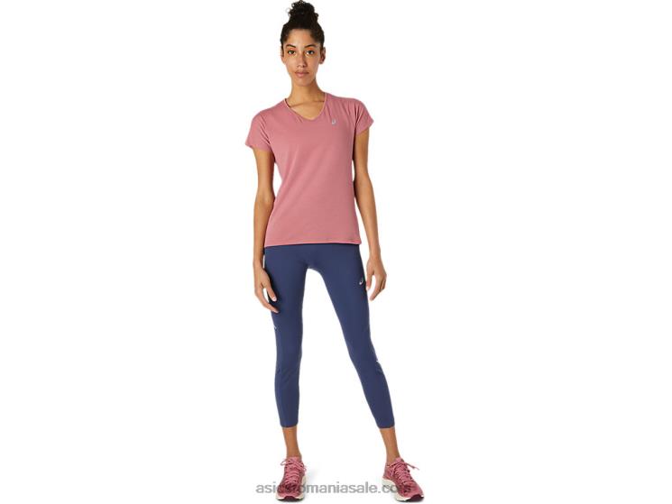 Asics trandafir afumat top de damă cu mânecă scurtă cu decolteu în V ZF4643832