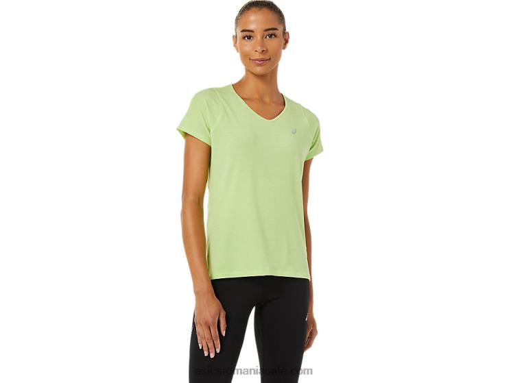 Asics verde lime top de damă cu mânecă scurtă cu decolteu în V ZF4643370