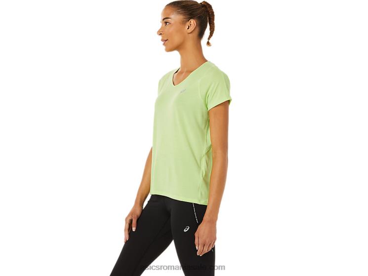 Asics verde lime top de damă cu mânecă scurtă cu decolteu în V ZF4643370