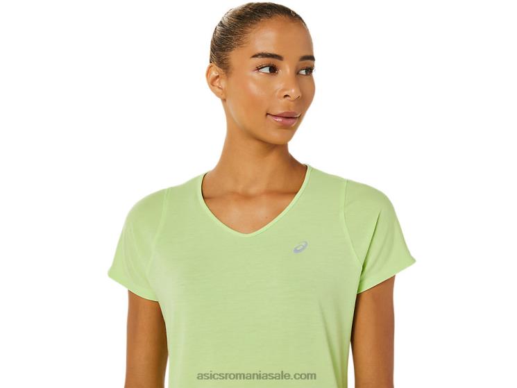 Asics verde lime top de damă cu mânecă scurtă cu decolteu în V ZF4643370