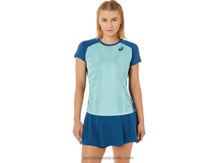 Asics verde oaza/indigo deschis tricou cu mânecă scurtă pentru damă ZF4643526