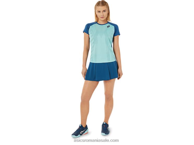 Asics verde oaza/indigo deschis tricou cu mânecă scurtă pentru damă ZF4643526