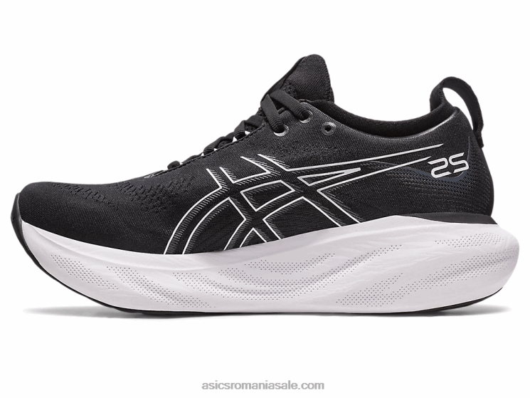 Asics negru/argint pur gel-nimbus 25 lățime ZF4642376